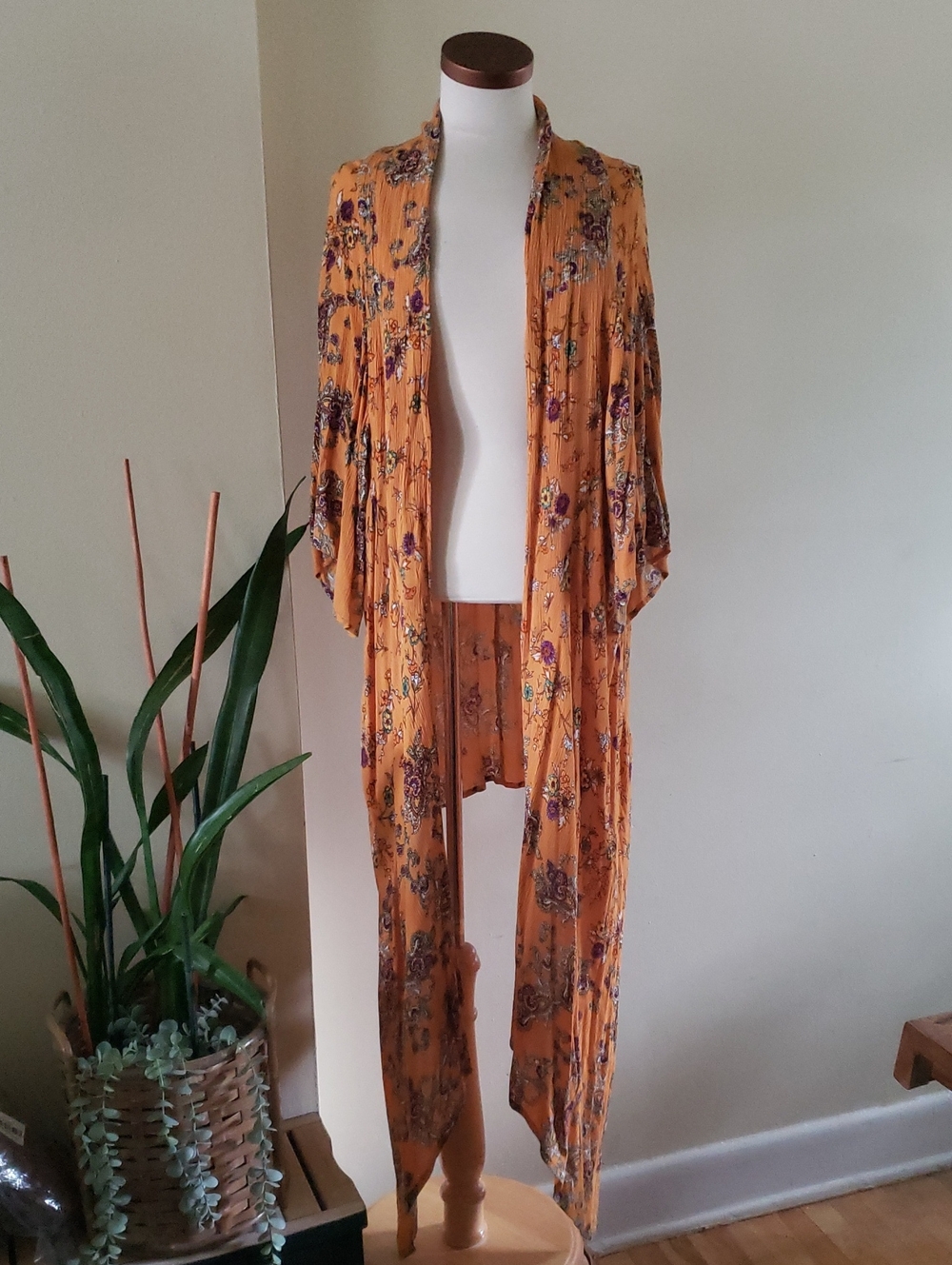 Patrons Of Peace Open Front  Rayon Paisley Duster Kimono Jacket - Multi M